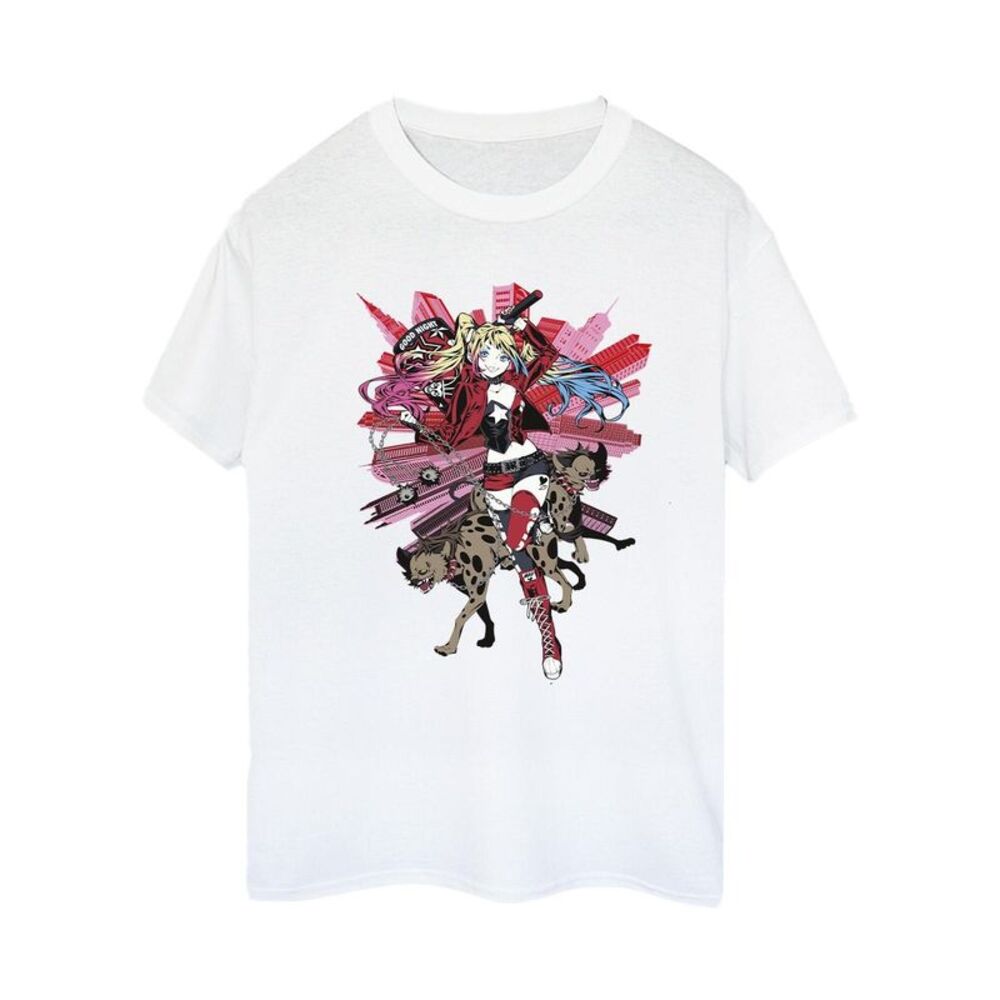 DC Comics Womens/Ladies Harley Quinn Hyenas Cotton Boyfriend T-Shirt / White
